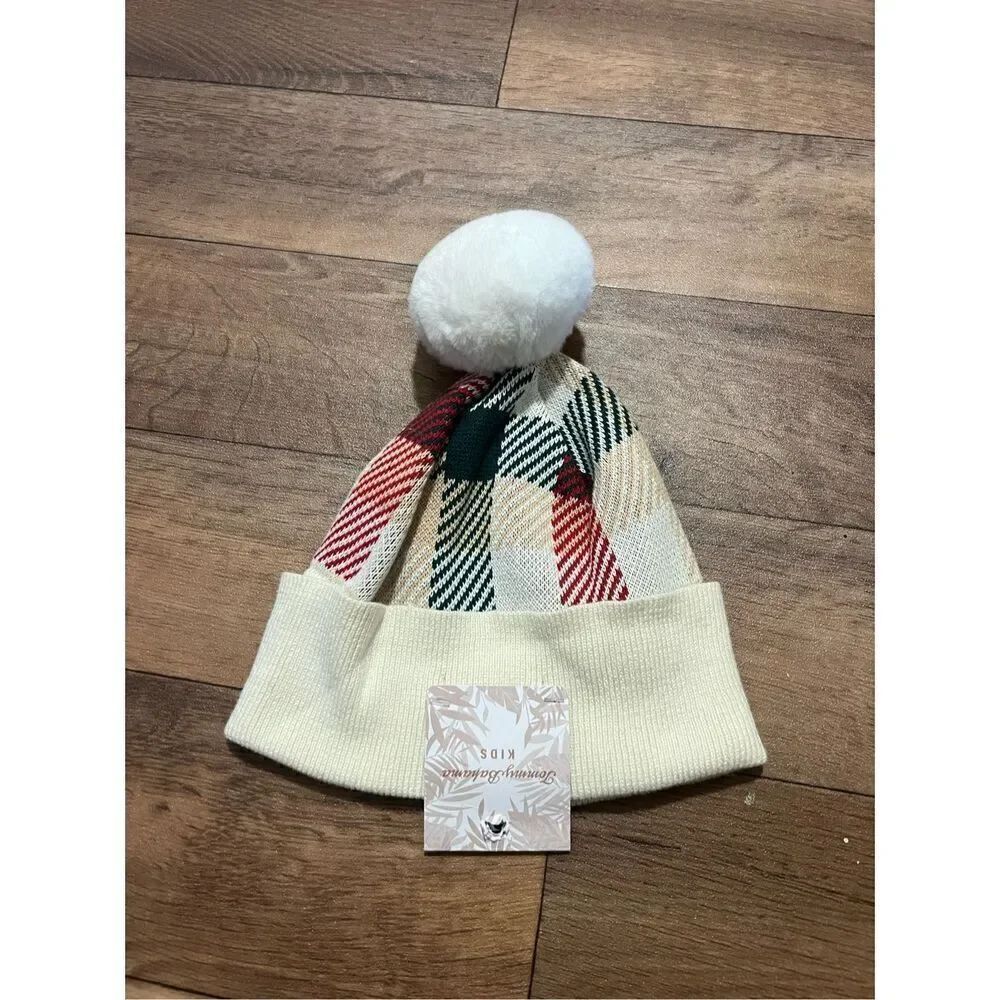 Tommy Bahama Kids Plaid Pom Hat 100% Polyester NEW